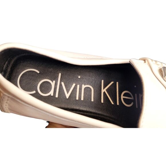 Calvin Klein Men's Maddix White Loafer Driving Shoes sz 9 Driver Silver - Picture 2 of 8